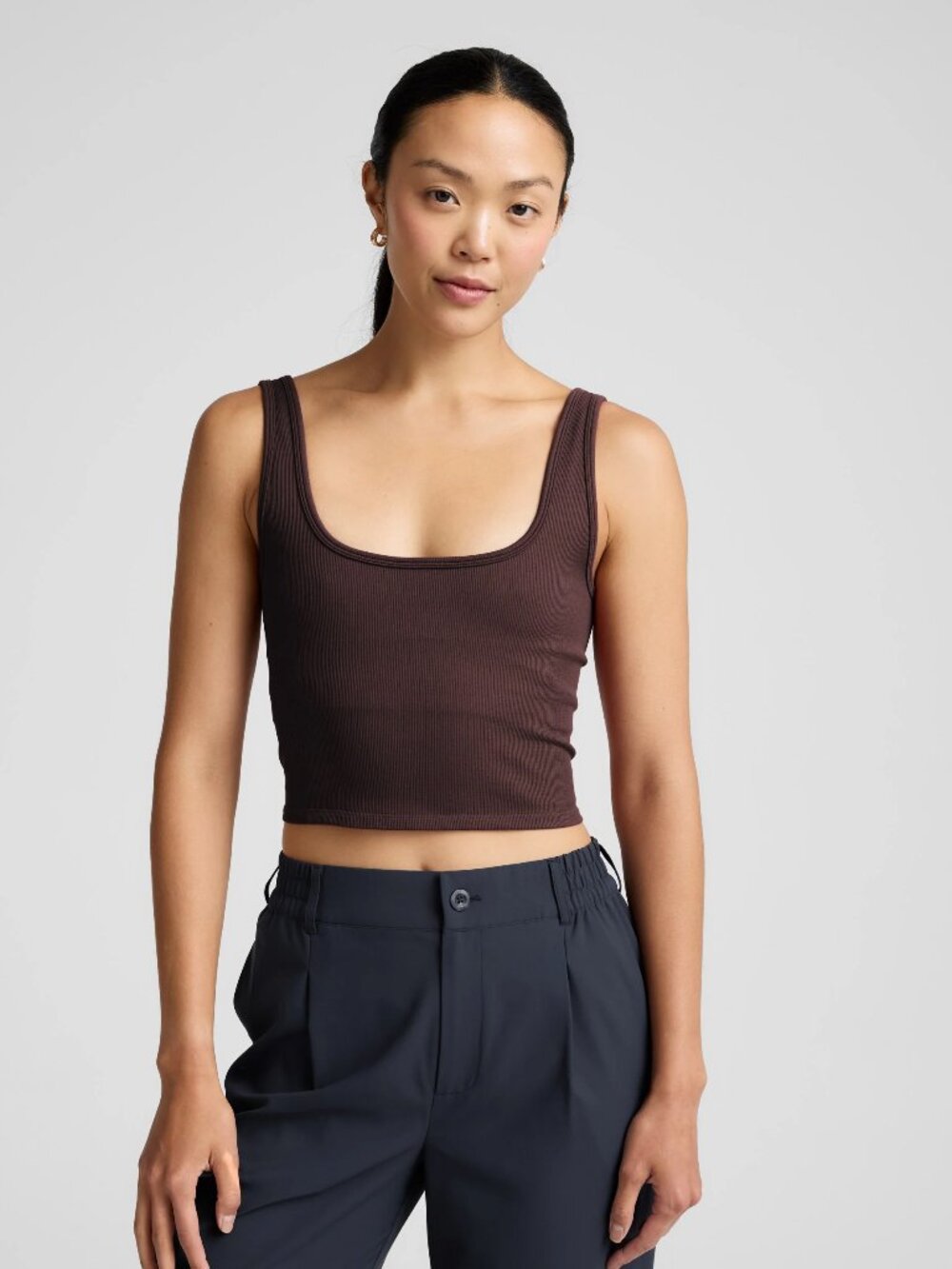 NEW Beyond Yoga Keep It Cool Seamless Cropped Tank in Iced Mocha Brown